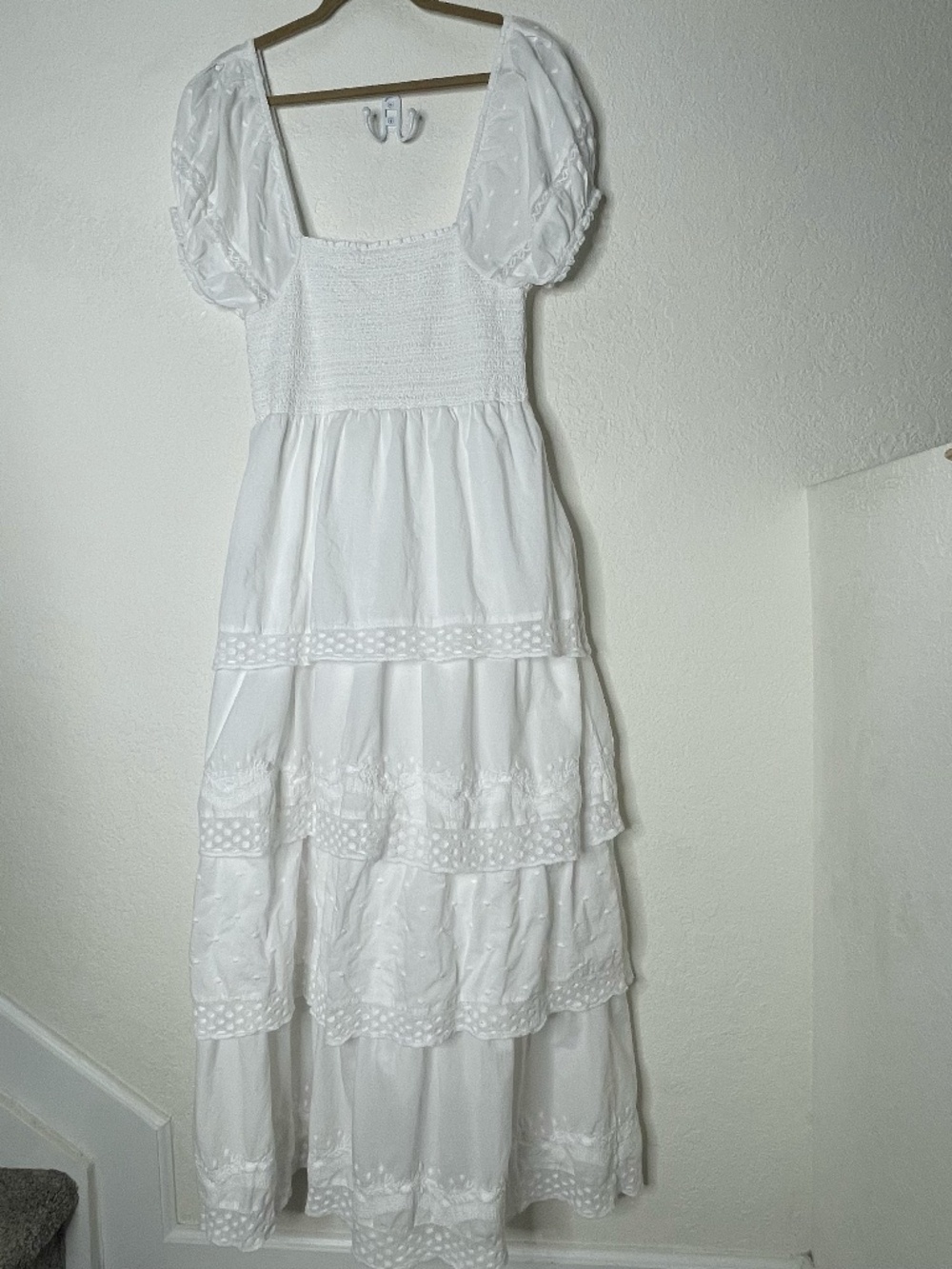 LOVESHACKFANCY Tiered Maxi Dress Laced Size M White Cottagecore Prairie Cotton - Picture 2 of 15